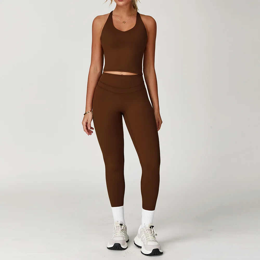Ropa deportiva de 2 piezas para mujer, conjunto de Yoga, ropa de gimnasio, ropa deportiva, trajes de Yoga, conjunto de Fitness, chándales, Sujetador deportivo, mallas de cintura alta para gimnasio