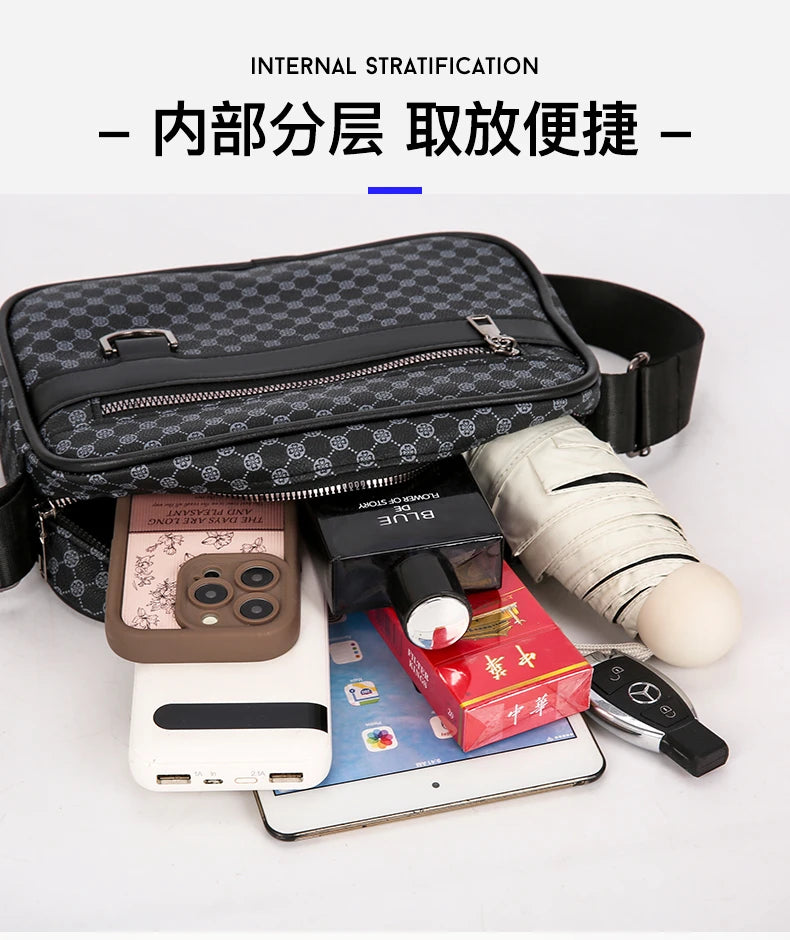 Bolso de hombro con estampado de moda para hombre, bandolera de mensajero de piel sintética, bolso de estilo Vintage para hombre, bolso de hombro, regalo para hombre