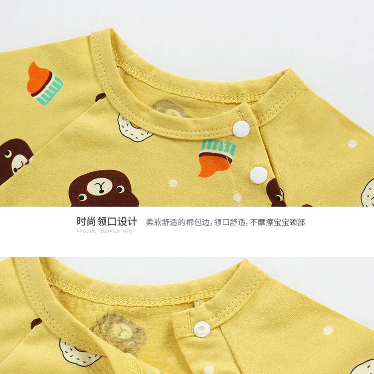 Monos de dibujos animados para bebé, mono de algodón transpirable de verano de manga corta para recién nacidos, niños y niñas, ropa para gatear