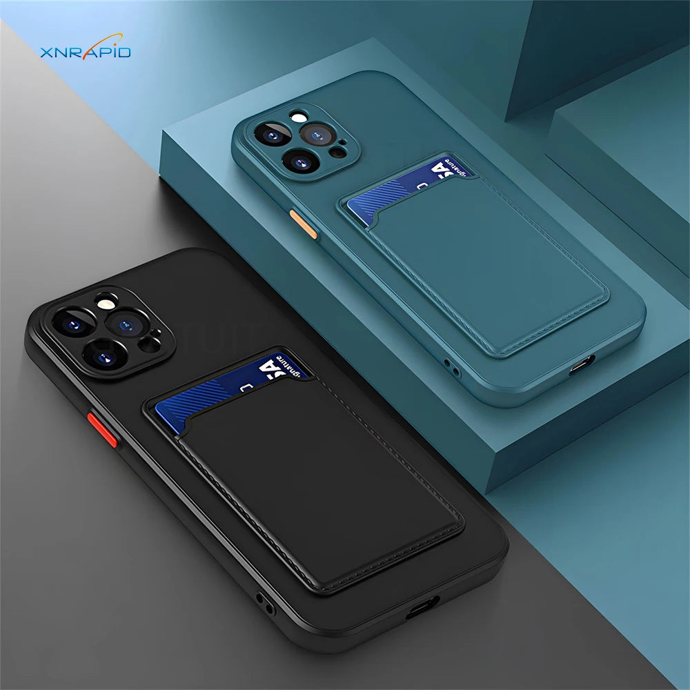 Funda tipo billetera de silicona suave de lujo para iPhone 17 Air 16 15 14 11 13 12 Pro Max Plus, Funda protectora trasera con ranura para tarjetero