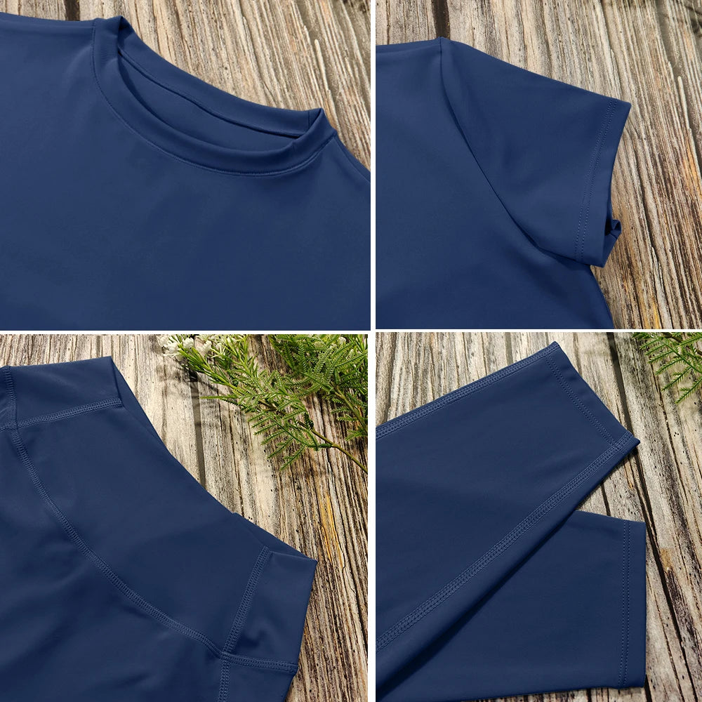 Conjunto de Yoga de 2 piezas para mujer, ropa deportiva de entrenamiento, ropa de gimnasio, Top corto de manga corta, mallas de cintura alta, trajes deportivos