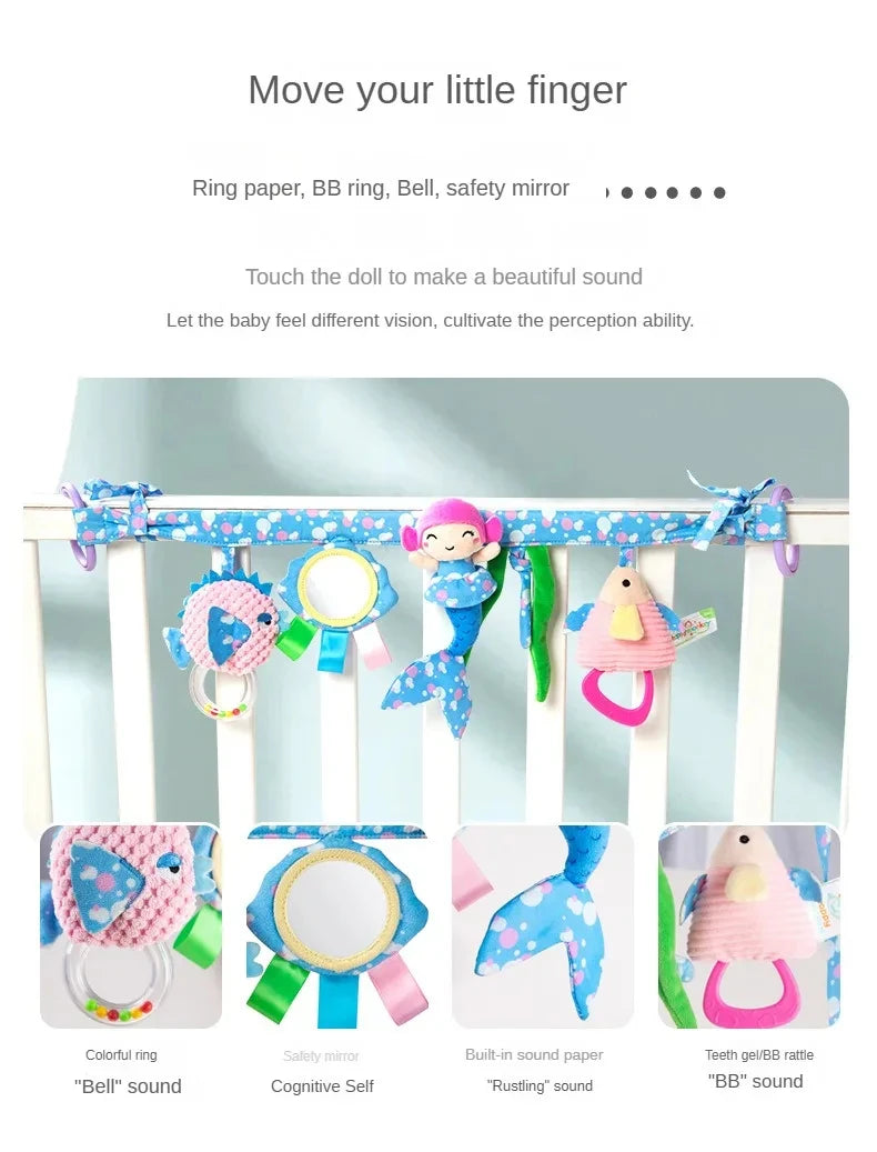 Sonajero de peluche sensorial para bebé, cochecito de juguete, juguetes colgantes móviles musicales, sonajeros móviles para bebés, juegos para recién nacidos de 0 a 6 y 12 meses