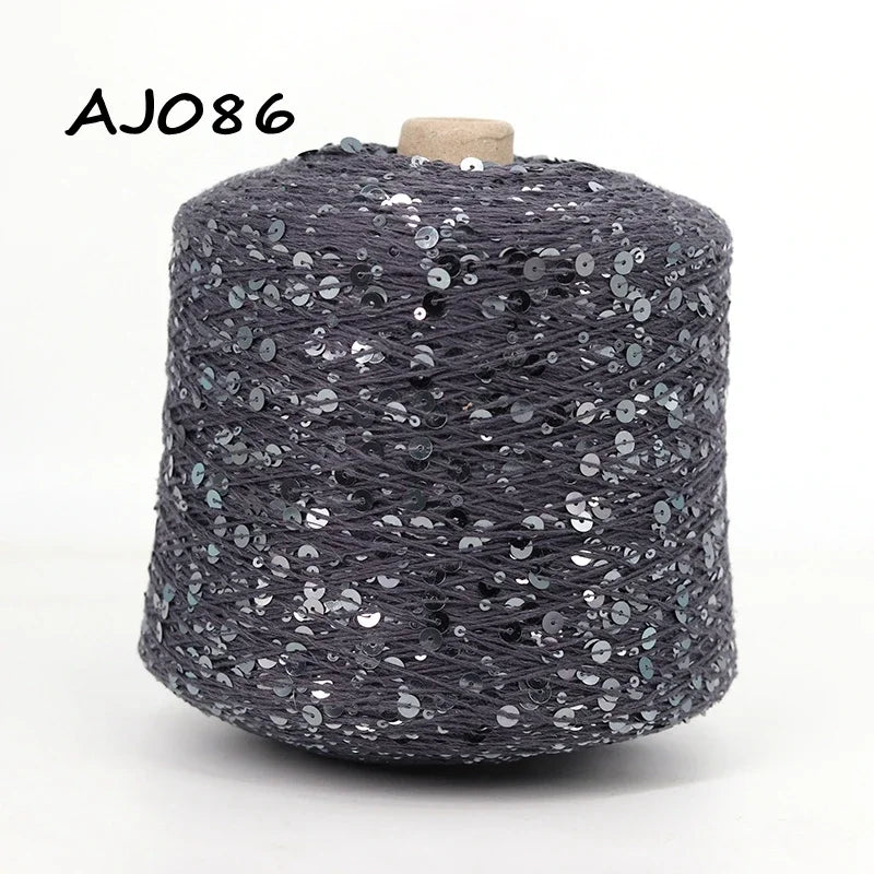 Cooamuu-Hilo de lentejuelas de algodón de lujo, hilo para tejer a mano, 500G/bobina, 3MM + 6MM, accesorios de lentejuelas