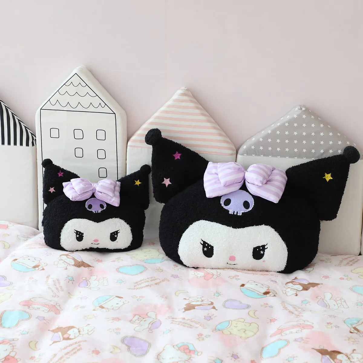 Precioso cojín trasero Kuromi My Melody para asiento de gato, reposacabezas relleno de Anime Cinnamoroll, almohada para sofá cama, decoración del hogar