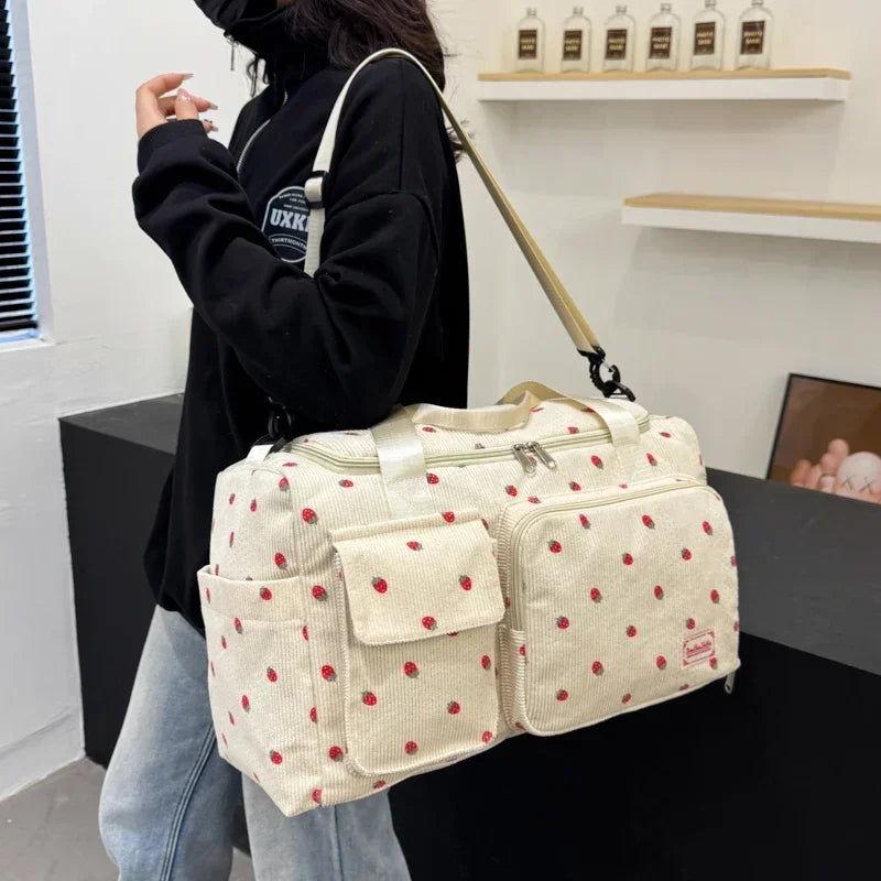 Bolsa de viaje de pana, bolsa de viaje de gran capacidad con compartimento para zapatos, bolsas deportivas para Fitness para mujer, bolsas de lona