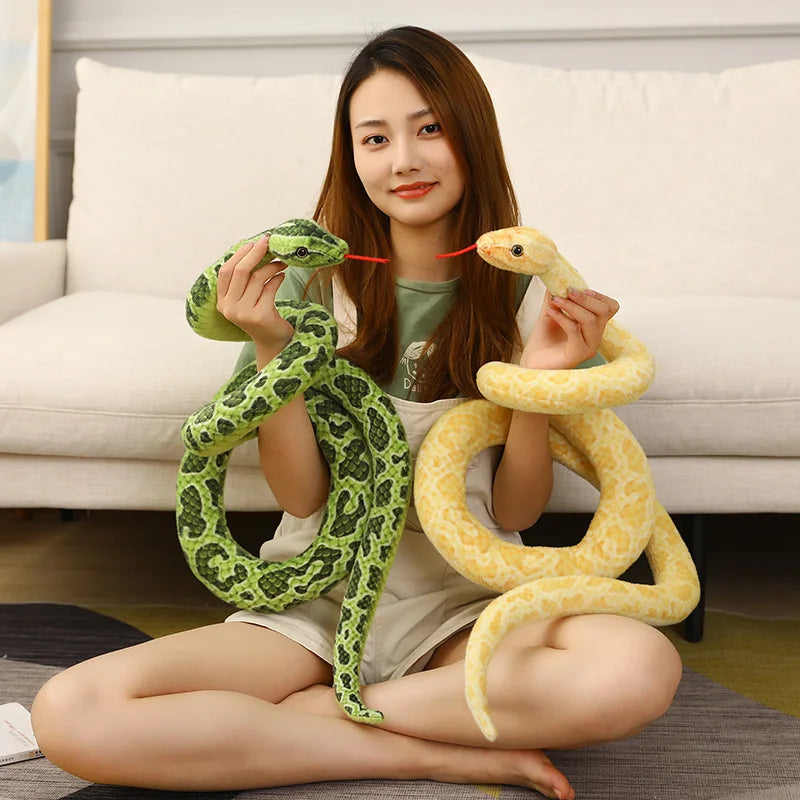 1 unidad de serpientes gigantes de 200cm, juguete de peluche de simulación de pitón dorado largo, serpiente de peluche, regalo para niños, decoración del hogar