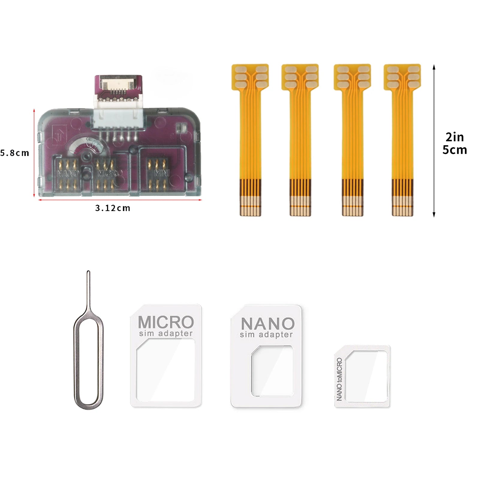Herramienta de activación de tarjetas IC para teléfono TPC 4 en 1, adaptador de extensión de tarjeta universal, convertidor de tarjeta Micro SIM para iPhone y Android.