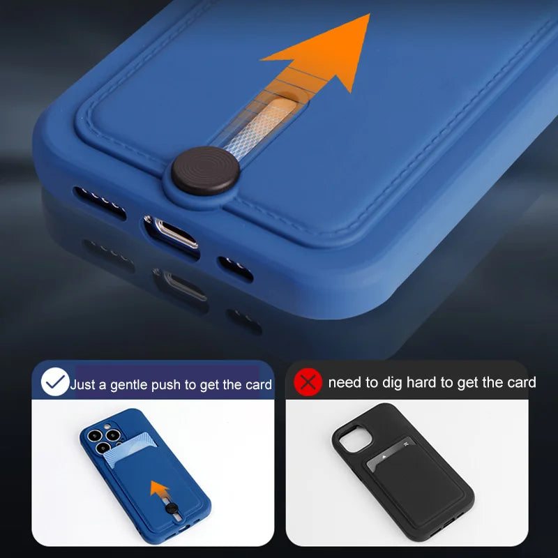 Con tarjetero funda de teléfono para iphone 16 13 14 12 11 15 pro max funda suave para iphone x xs xr max funda protección de cámara
