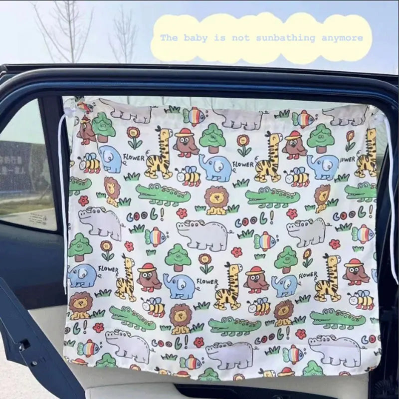 Cortina con ventosa en la ventana del coche, cubierta parasol con dibujos animados, parasol Universal para ventana lateral, protección UV para chico, bebé y niño