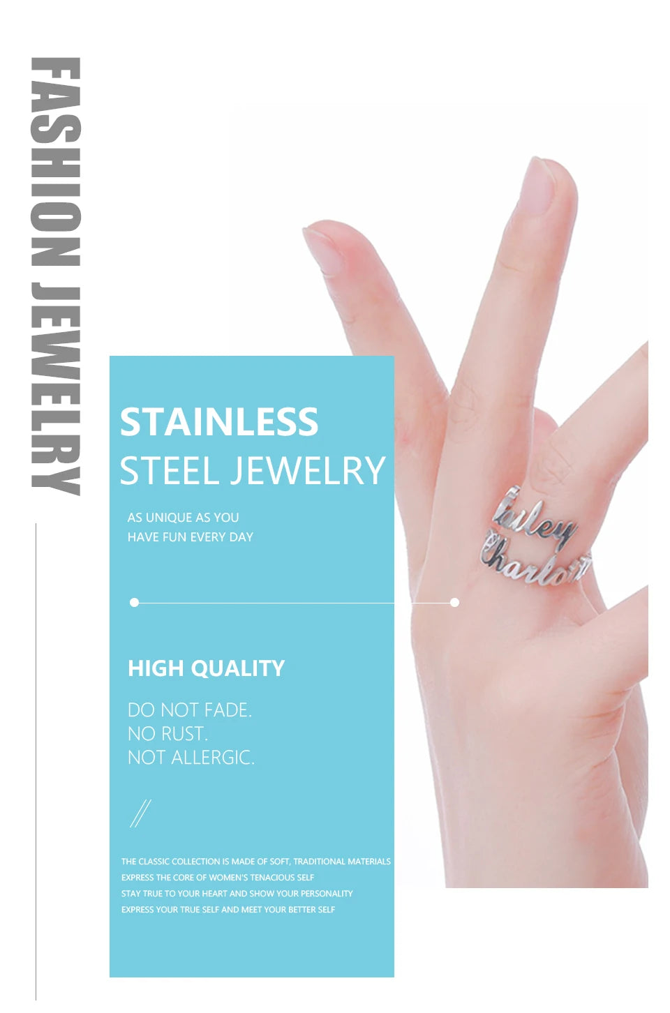 Anillo con nombre personalizado para mujeres y hombres, joyería personalizada para dedo, accesorios de acero inoxidable, anillos con múltiples nombres dobles, regalo familiar