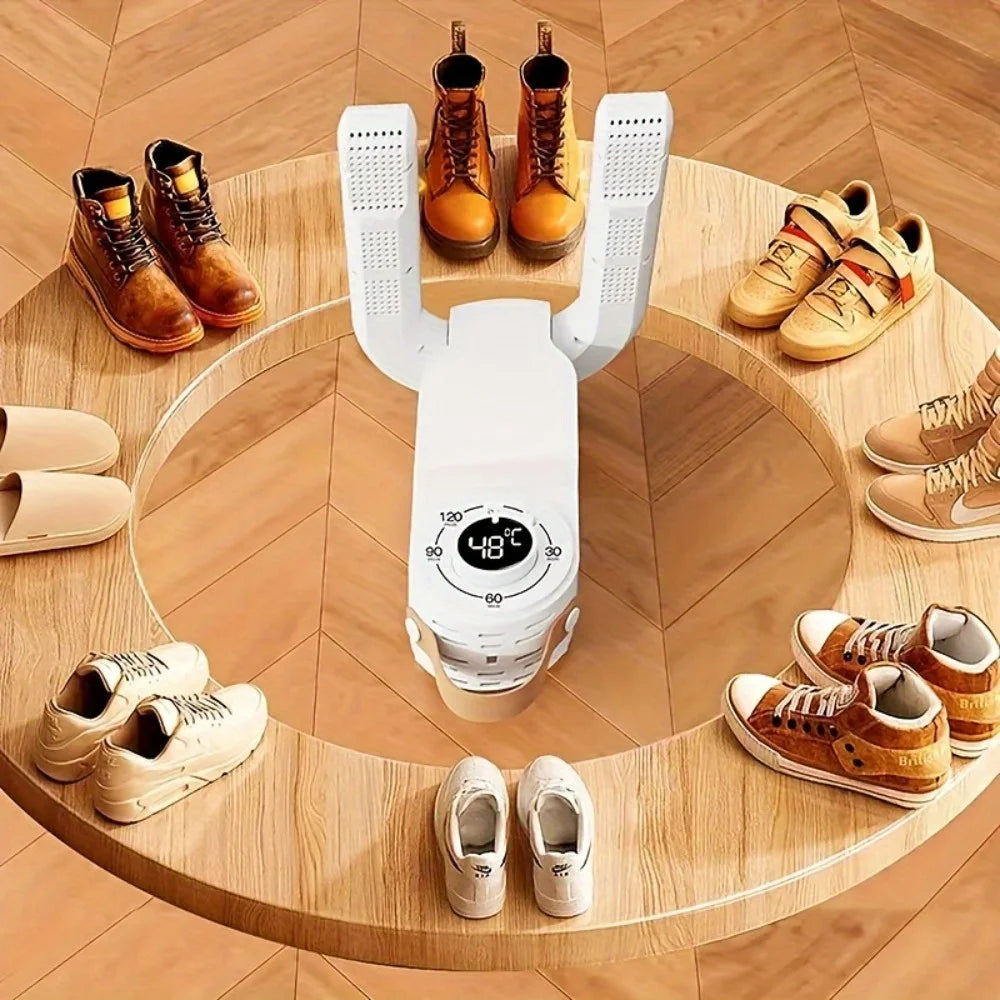 Secador eléctrico de zapatos, secador de botas, secador de calzado con soporte retráctil, apto para varios tipos de calzado, seca rápidamente zapatos, botas, guantes y calcetines, calienta, temporizador inteligente, pl