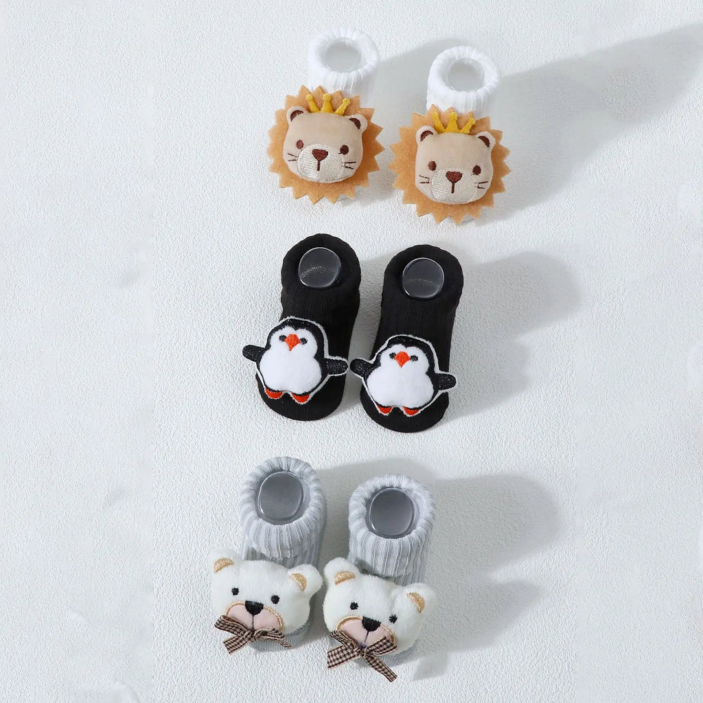 Calcetines bonitos de dibujos animados de oso, León, Panda, calcetines de bebé para niños y niñas, calcetines de tubo sólidos de algodón suave para recién nacidos, calcetines para niños