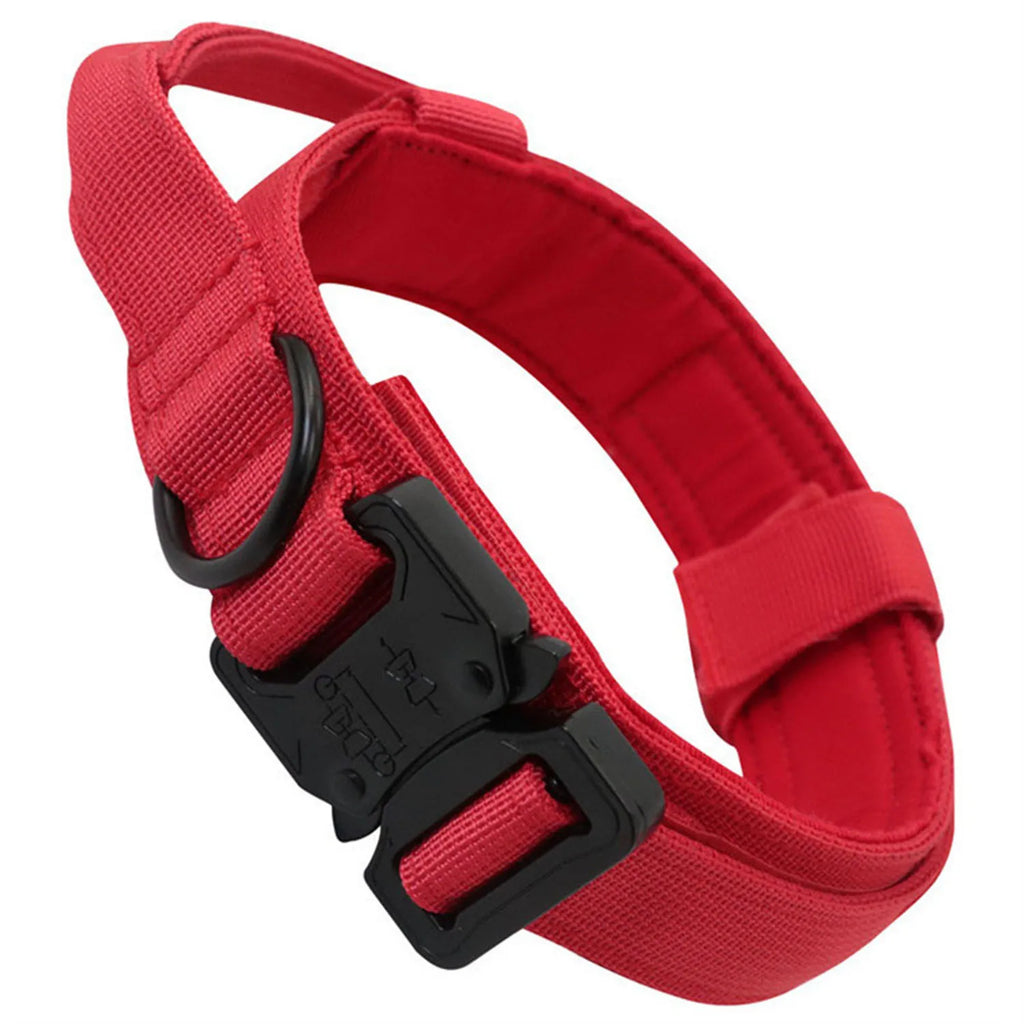 Collar táctico reflectante, collar de nailon ajustable para entrenamiento militar, collar para perro con asa, collar para perro de liberación rápida