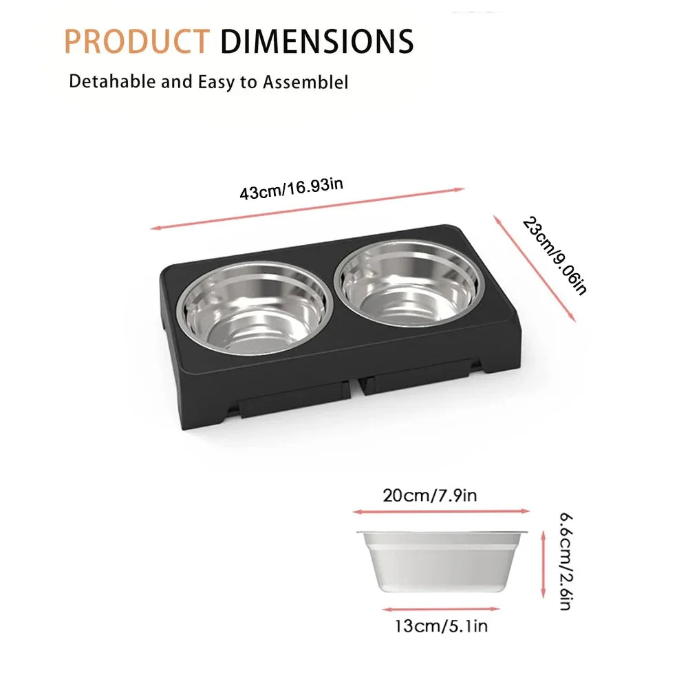 Comederos Elevados para Perros con Soporte Ajustable y Doble Tazón de Acero Inoxidable para Comida y Agua, para Perros Pequeños, Medianos y Grandes