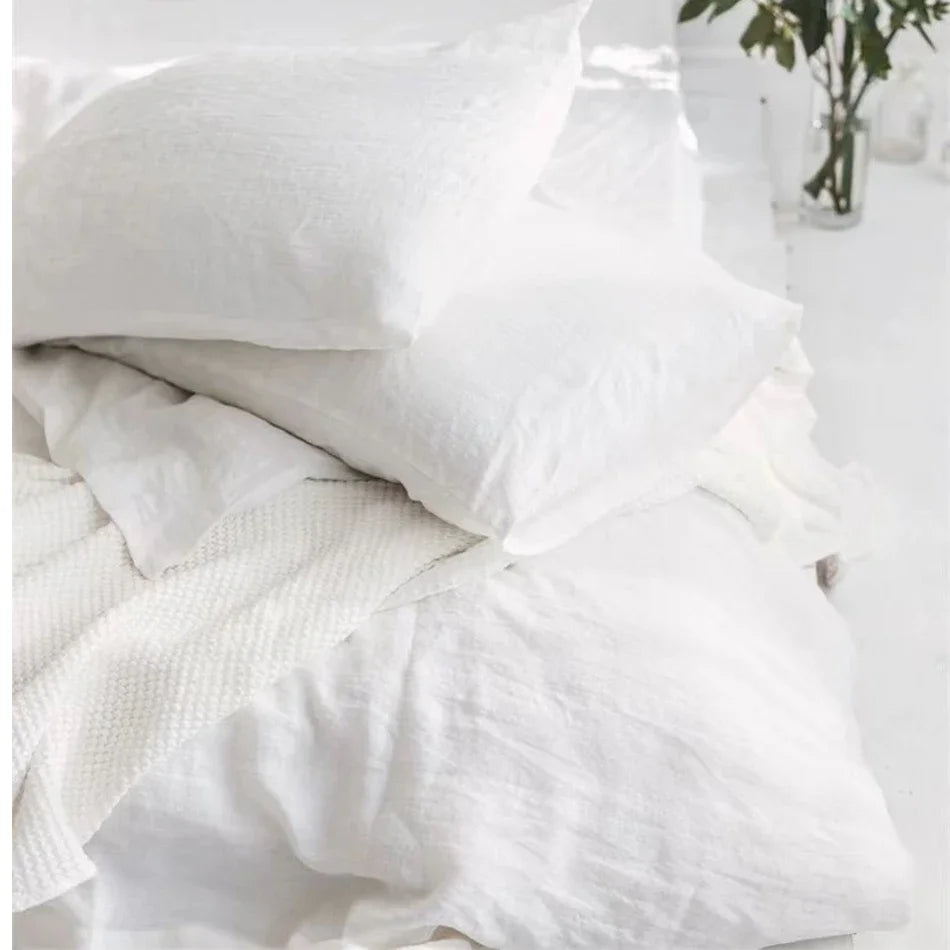 Funda de almohada de lino de 2 uds, fundas de almohada tipo sobre suaves y cómodas de lino Natural francés, decoración del hogar, funda de almohadas para dormitorio para todas las estaciones