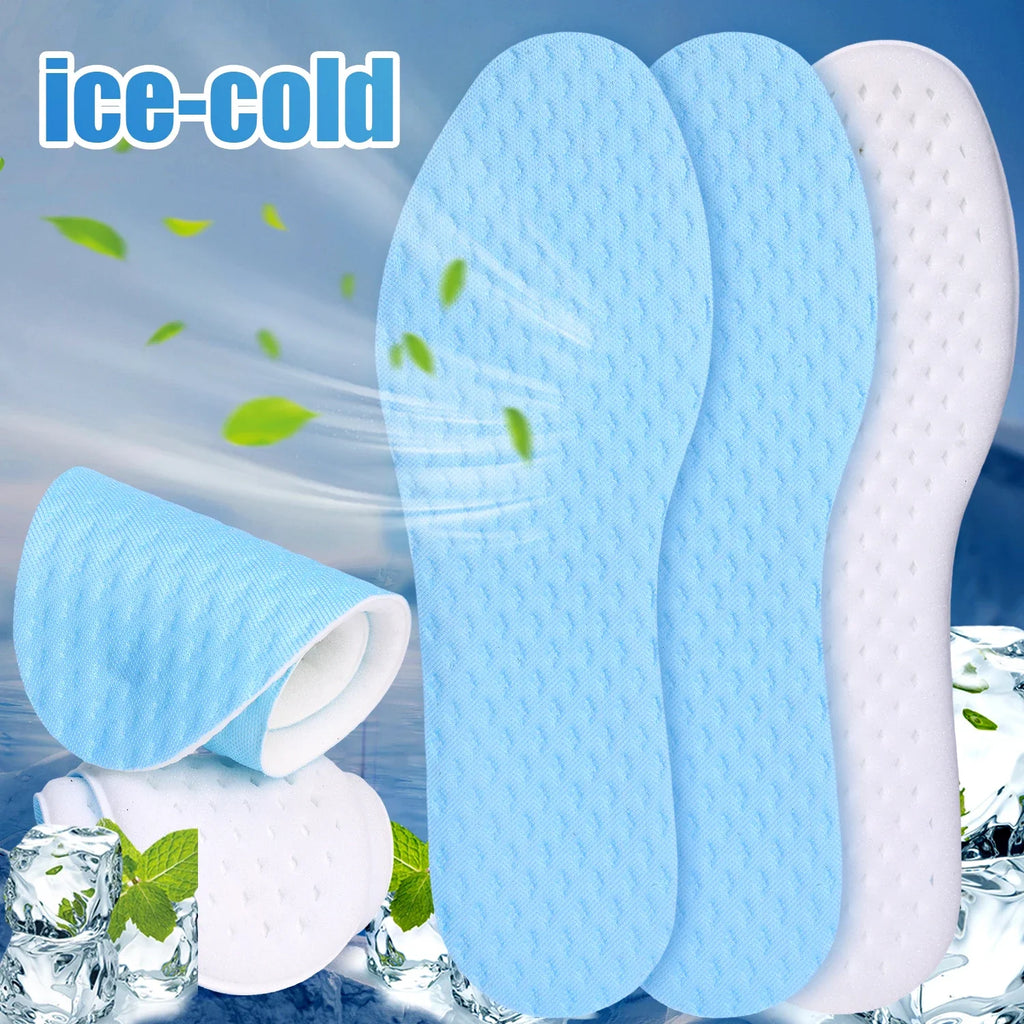 Plantillas de sensación fresca para hombre y mujer, almohadillas suaves para absorber el sudor, desodorización, calzado deportivo transpirable, plantilla descalza de alta elasticidad, 1/3/5 pares