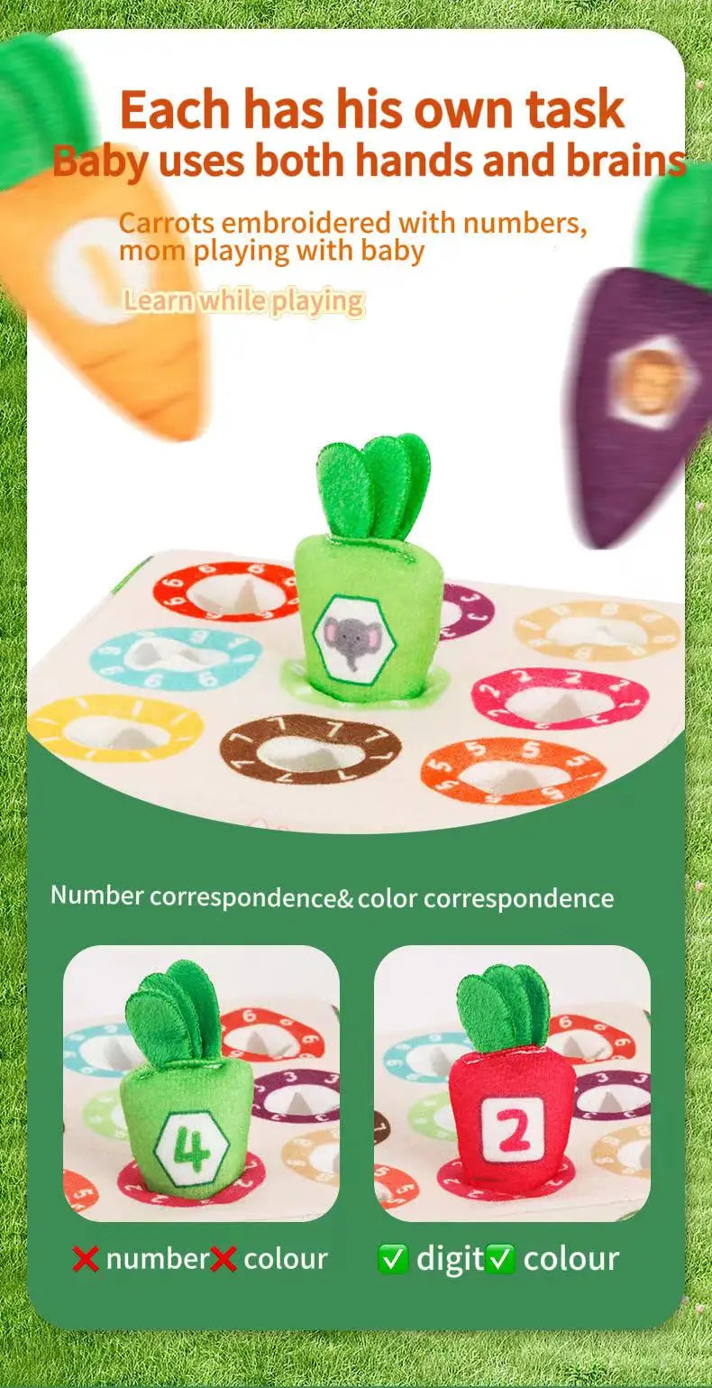 Juguete Montessori de rábanos de algodón para bebé, dígitos de Color, formas y animales, juguetes educativos para niños, actividad sensorial preescolar