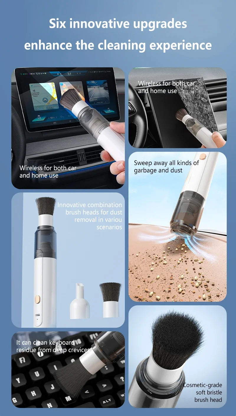 Mini Aspiradora de Mano 3 en 1, Succión/Soplado/Aspiración de Agua, Fuerte Succión, Portátil, para Coche, Polvo de Café, Limpieza de Escritorio