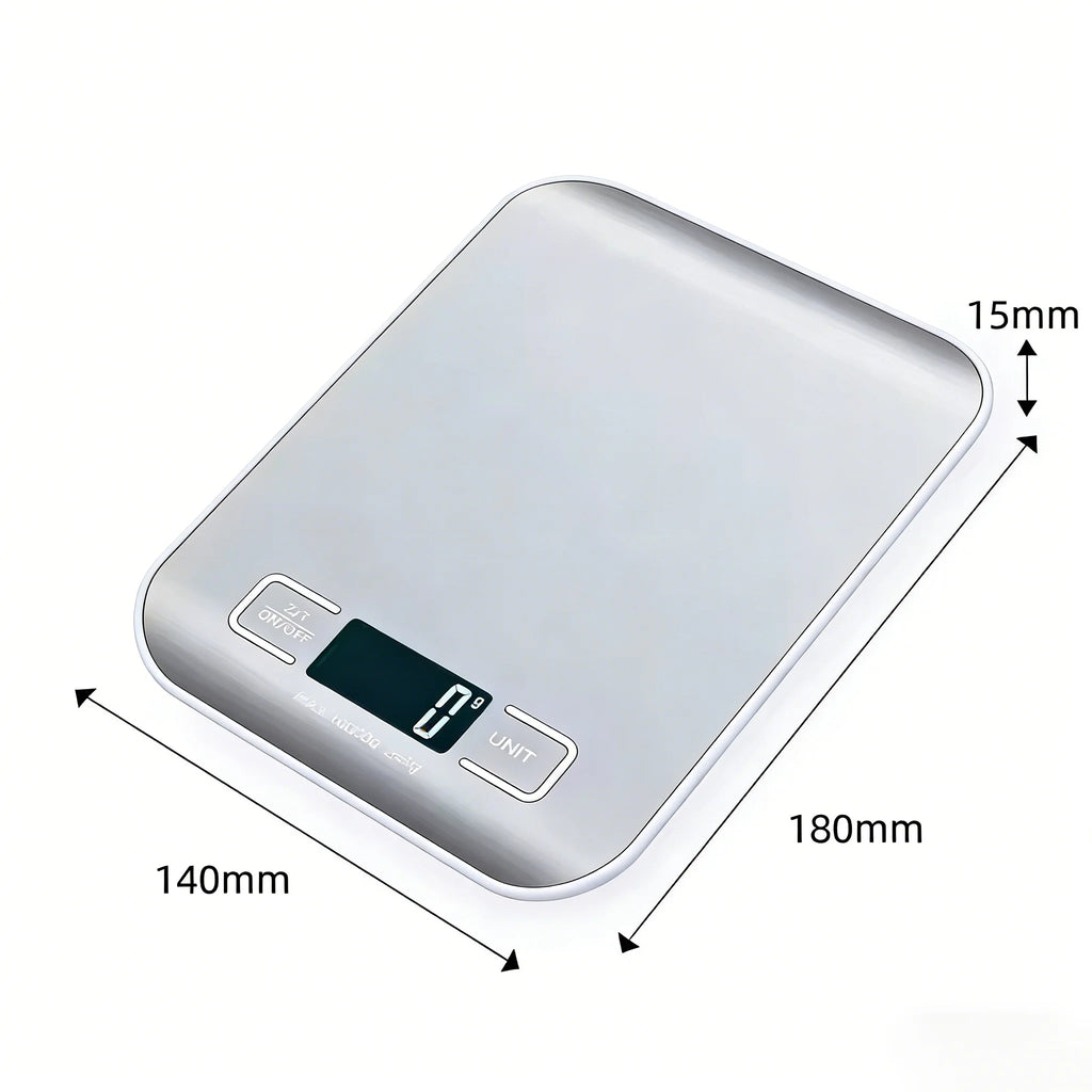 Báscula Digital de Cocina 10/5kg-1g con Pantalla LED, Panel de Acero Inoxidable, Báscula Electrónica para Pesar Alimentos, Snacks y Herramientas de Repostería