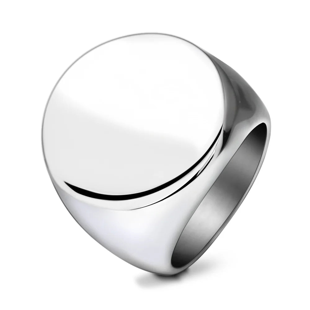 Anillo redondo con foto personalizada, anillos de acero inoxidable grabables gratis, joyería con nombre y logotipo personalizado para hombre, regalo conmemorativo familiar