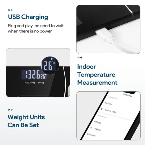 Báscula inteligente de grasa corporal con Pantalla LED - báscula de baño digital con bluetooth, medición precisa de la composición corporal, masa muscular, IMC y análisis de agua corporal