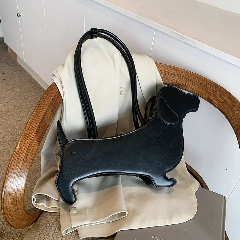 Bolso de hombro tridimensional de perro salchicha, bolso Retro de cuero PU con diseño de bolso para axila para mujer, bolso de viaje de tendencia