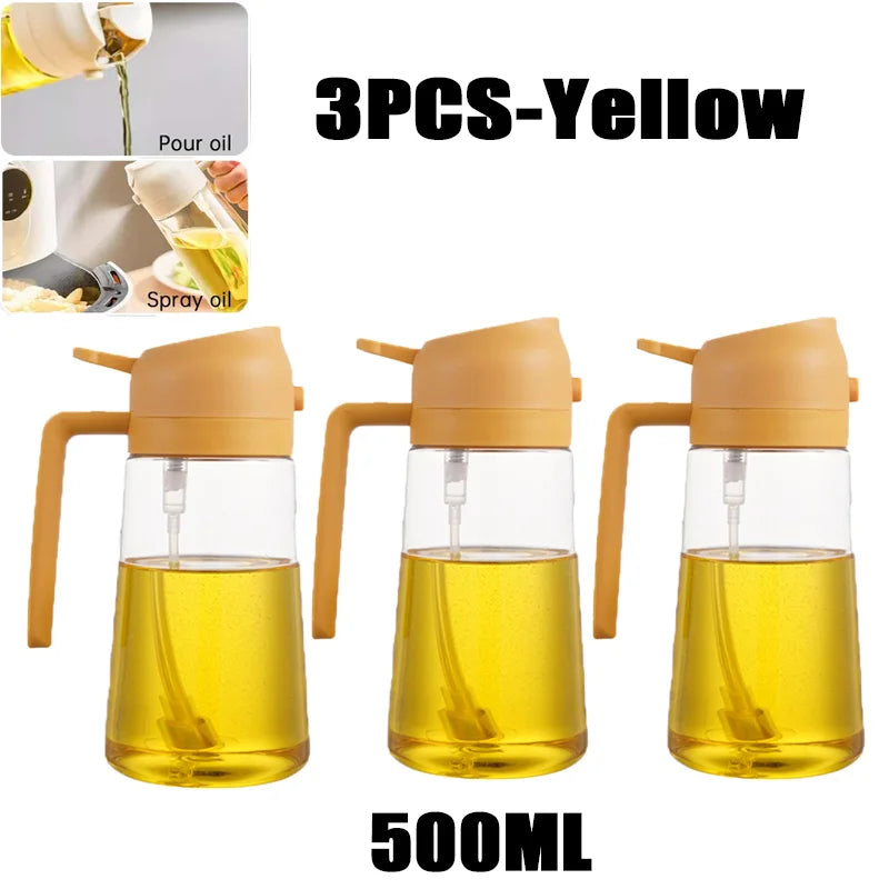 Botella pulverizadora de aceite en aerosol de plástico 2 en 1, 500ml, dispensador de aceite en aerosol, tarro de aceite, vinagrera, barbacoa, cocina, hornear, asar, Picnic, herramienta de cocina