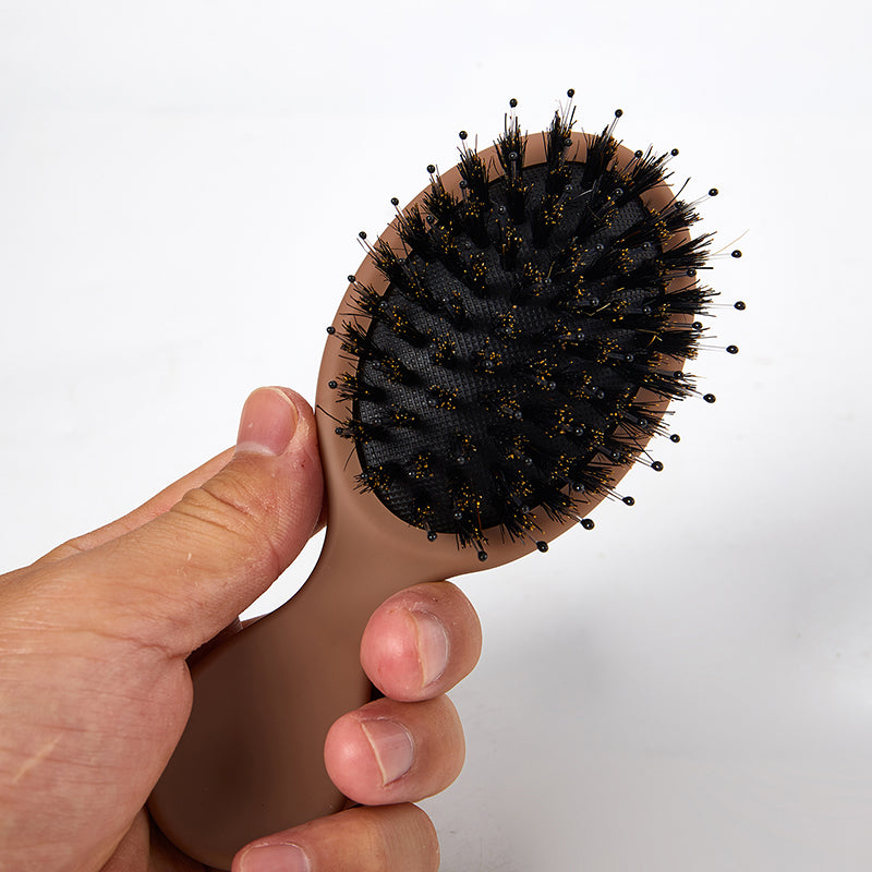 Mini cepillo ovalado portátil de cerdas de jabalí, peine de masaje para el cuero cabelludo, herramienta de peinado para el cuidado del cabello, 1 piezas