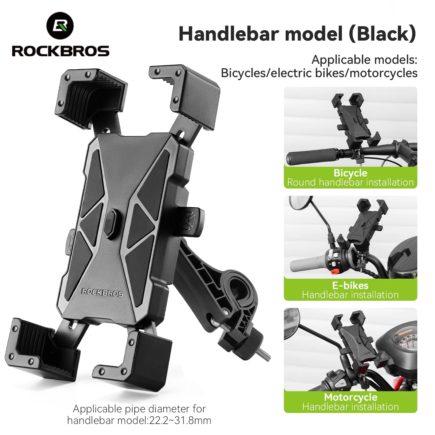 ROCKBROS Soporte para teléfono de bicicleta Monte liviano 4.5-7.2 pulgadas soporte para teléfono inteligente soporte de soporte de teléfonos accesorios para bicicletas