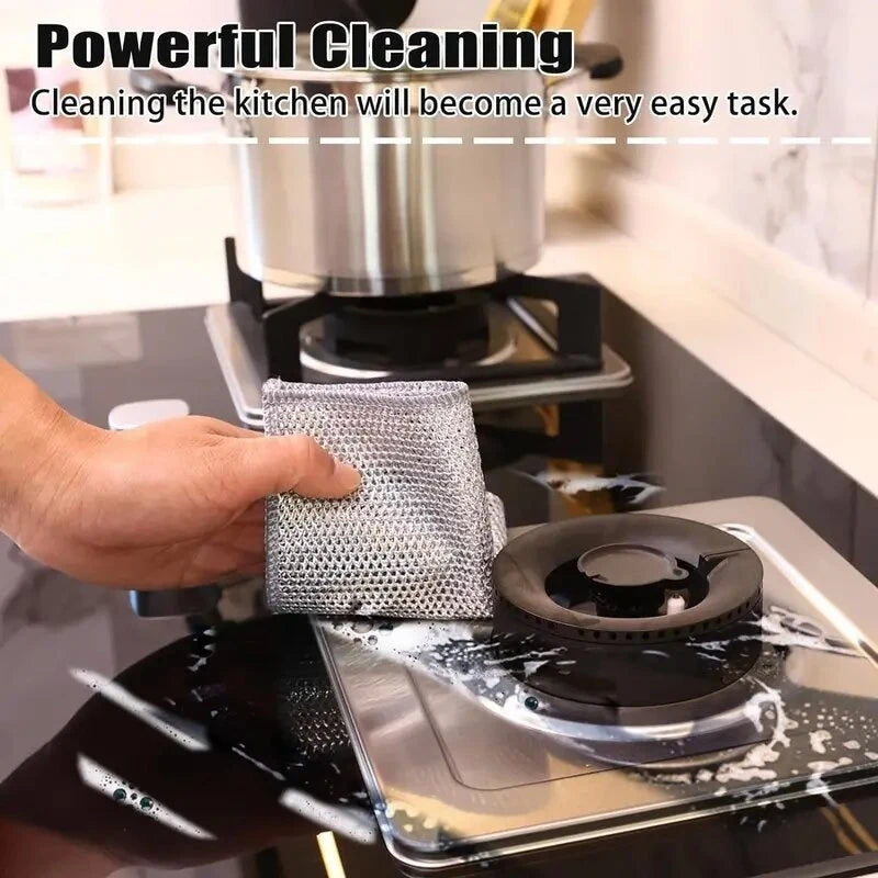 Paño de limpieza metálico multifuncional, paño de cocina metálico ampliado, utilizado para metal, cocina y utensilios de mesa, 5/10/20 piezas.