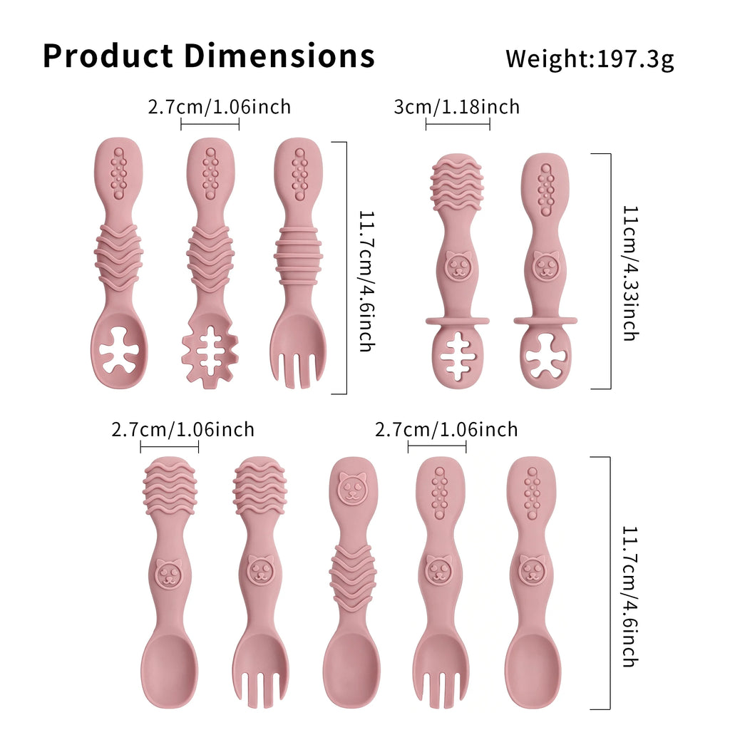 Juego de cucharas de silicona para bebé, 2 uds., diseño minimalista y elegante, accesorio para alimentar al bebé, lavable en lavavajillas, regalo ideal para bebé