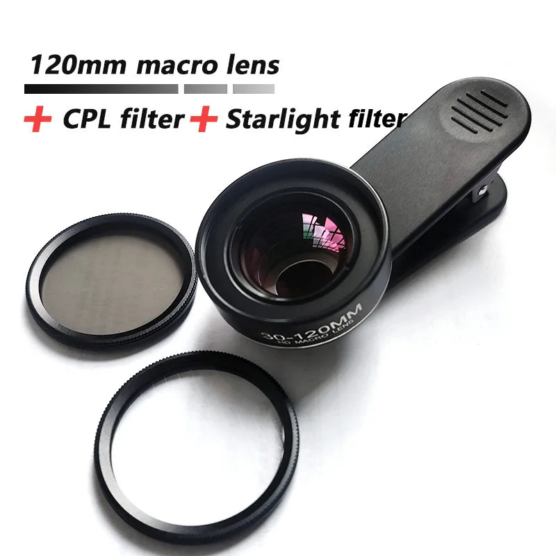 Lente Macro profesional de 120MM, lente Super Macro HD 5K, Clip Universal para cámara fotográfica, para iPhone, Samsung, Xiaomi, HUAWEI, Android