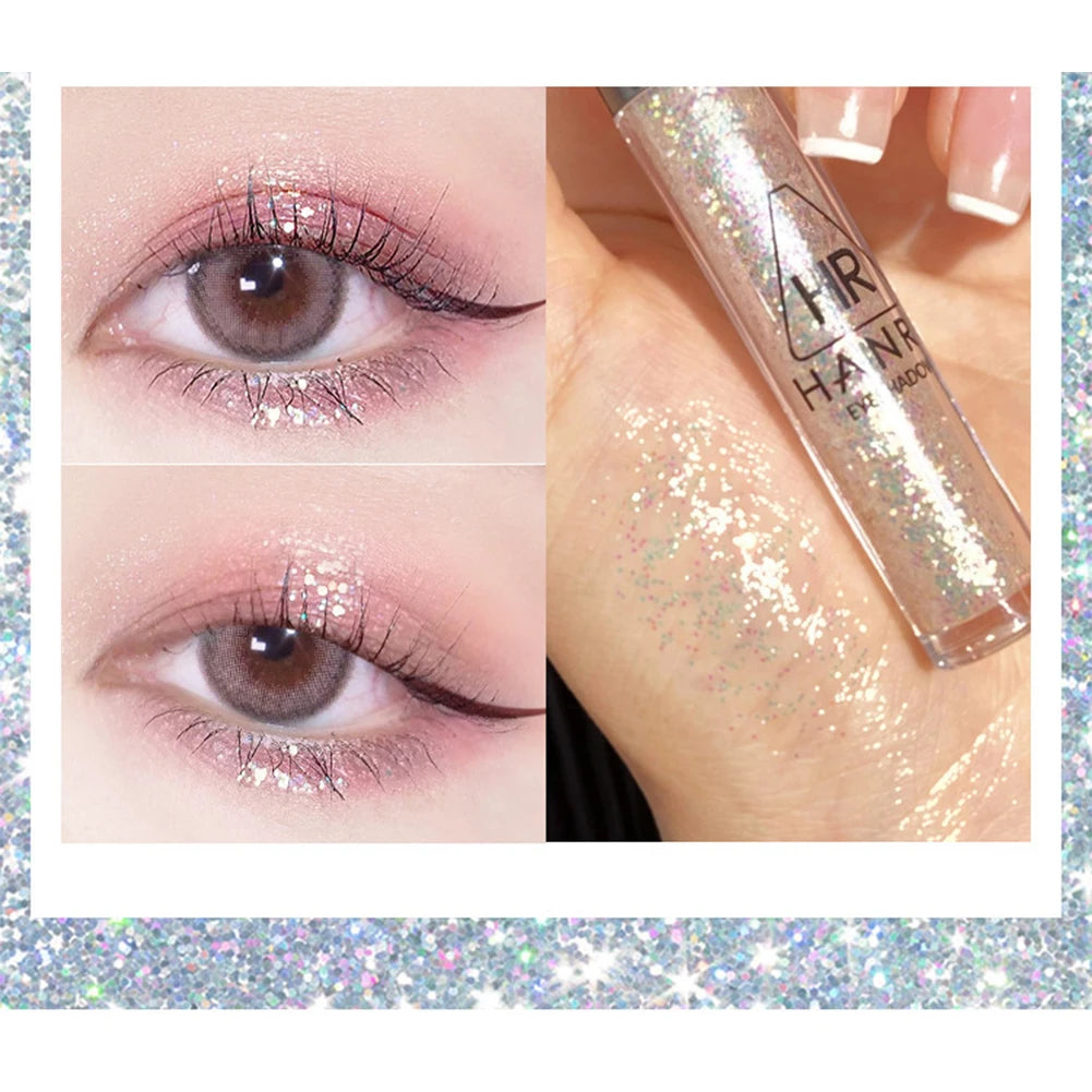 Sombra de ojos fina perlada, líquido brillante, maquillaje de ojos resistente al agua, brillo líquido perlado