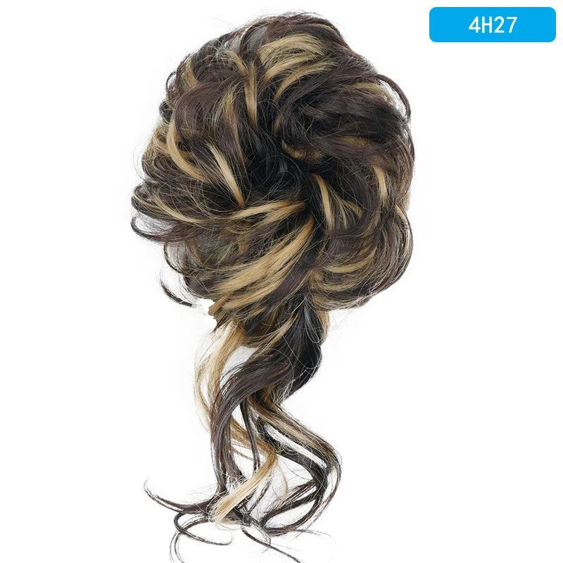 AZQUEEN-extensión de cabello de moño desordenado, banda elástica sintética, moño ondulado rizado, Scrunchies Donut Updo, postizo para mujer
