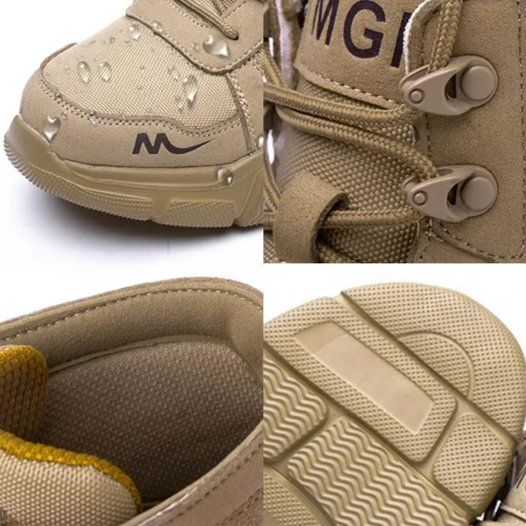 Botas de seguridad indestructibles para hombre, zapatos cómodos con punta de acero, zapatillas antigolpes a prueba de pinchazos, botas de trabajo antideslizantes para hombre