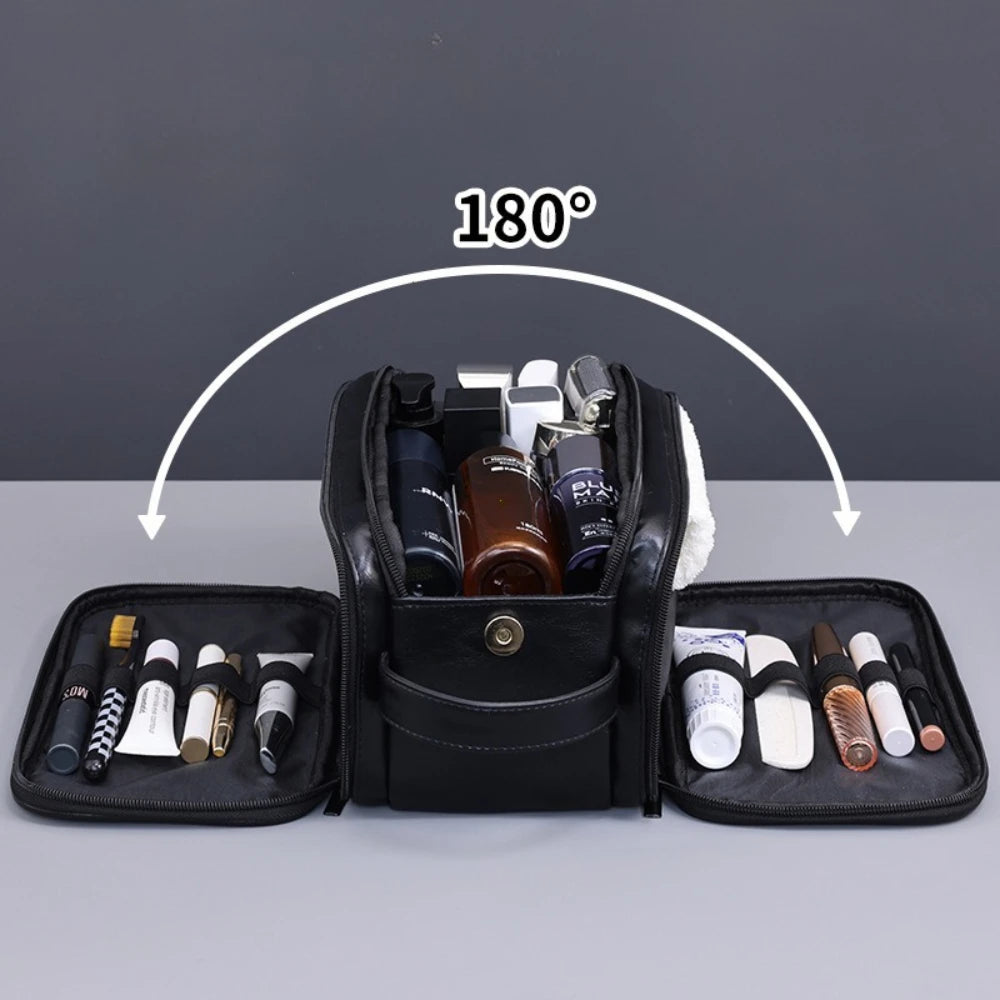 Neceser de PU con múltiples bolsillos para mujer y hombre, bolsas de maquillaje esenciales de viaje, bolsa colgante impermeable, bolsa organizadora de lavado de cosméticos