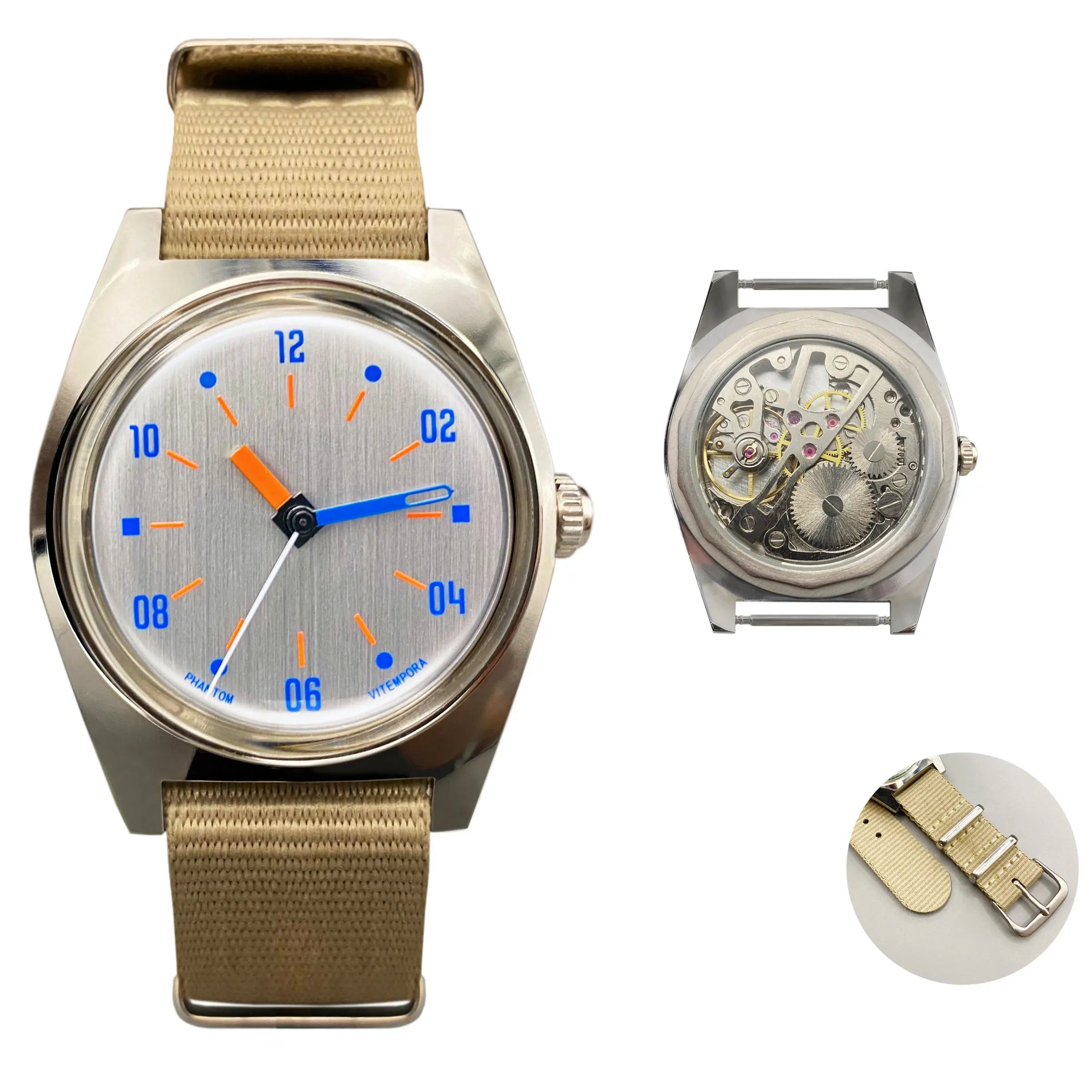 Un regalo pensado. Movimiento de cuerda manual de 36 mm. Reloj mecánico favorito de los hombres jóvenes con un diseño Bauhaus moderno.