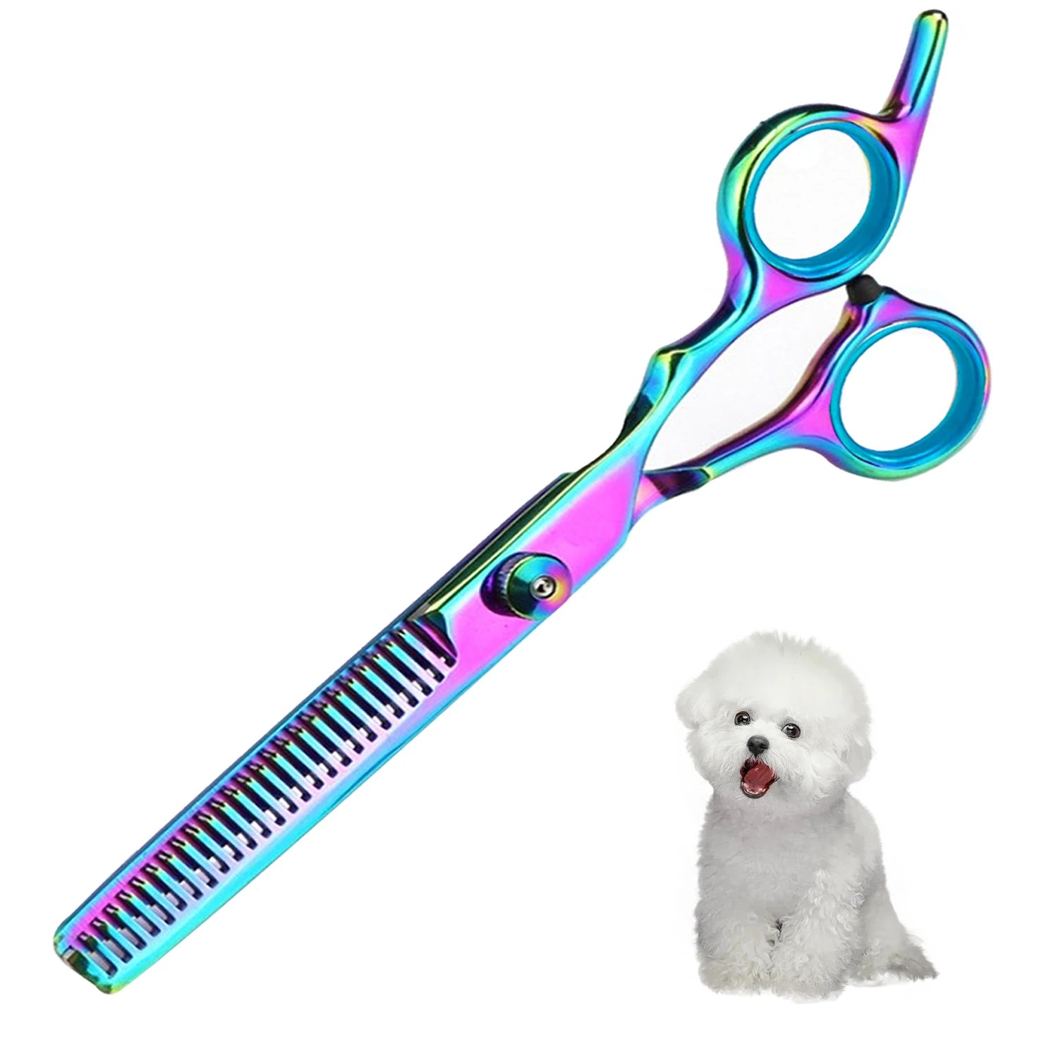 Tijeras profesionales de peluquería para mascotas de acero inoxidable, orientación de la mano derecha, tijeras multiusos para recortar el cabello con cabeza redonda,