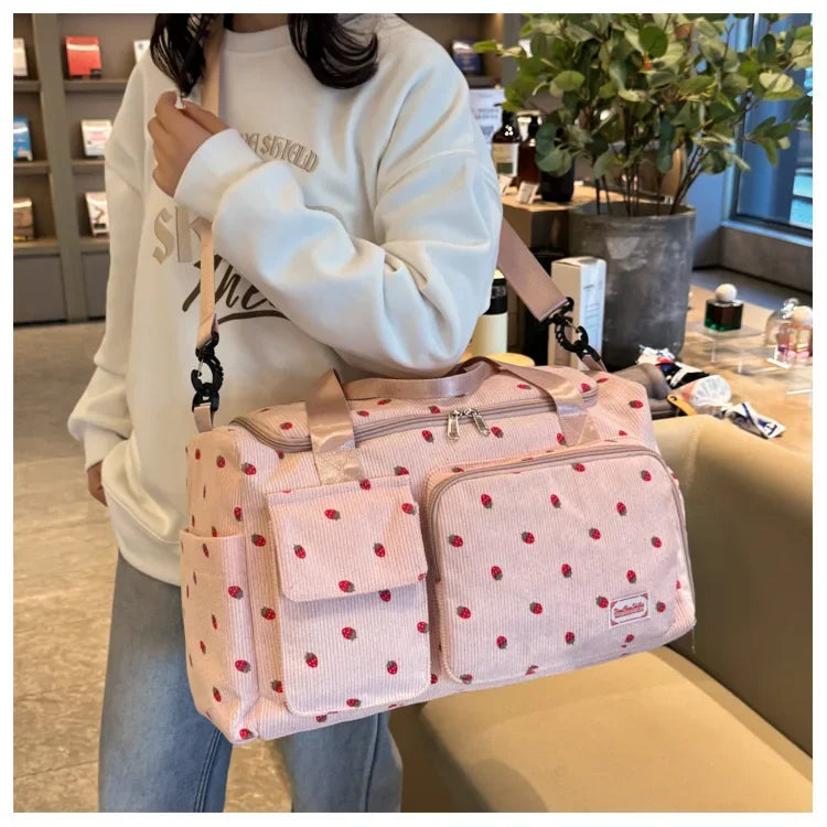 Bolsa de viaje de pana, bolsa de viaje de gran capacidad con compartimento para zapatos, bolsas deportivas para Fitness para mujer, bolsas de lona