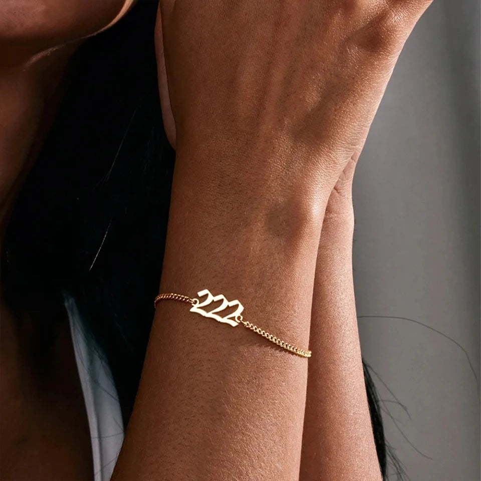 EManco-pulsera personalizada con número de Ángel 333 222 para mujer, pulseras de diablo de acero inoxidable, brazalete, joyería estética, pareja y amiga