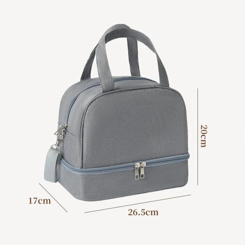 Bolsa de almuerzo, bolsa de almuerzo portátil de doble capa, bolsa aislada de gran capacidad, bolsa aislada para pícnic al aire libre, bolsa Bento