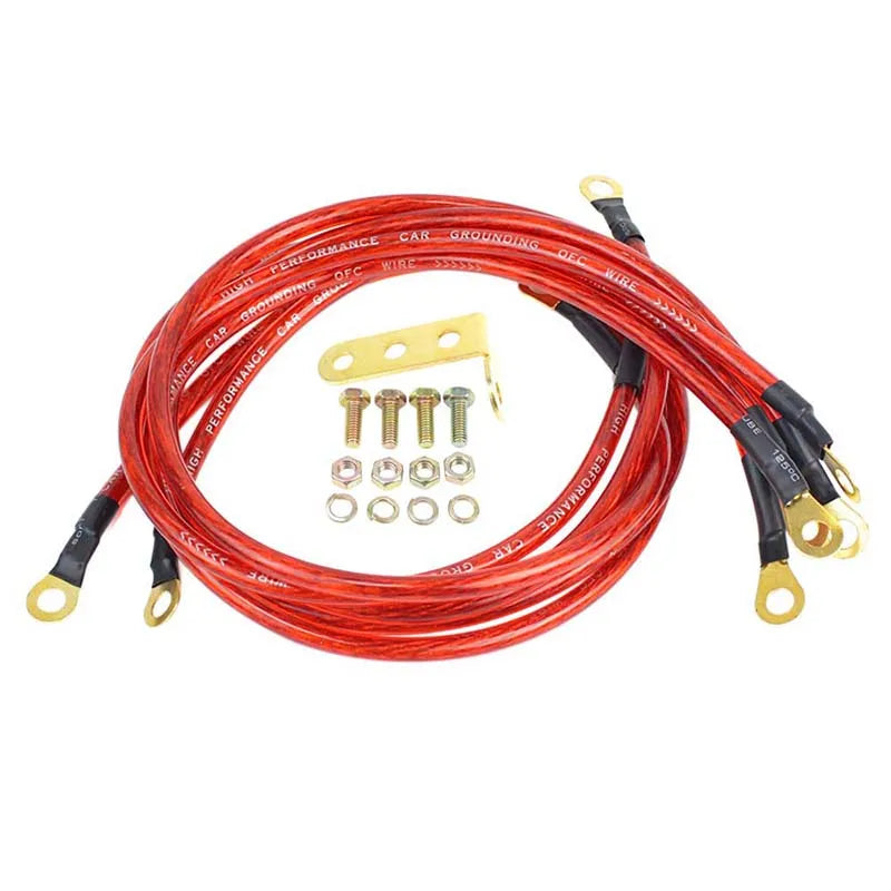 Kit de cables de conexión a tierra Cables de tierra de coche universales de 5 puntos Alto rendimiento Mejora la potencia JDM Racing Azul Púrpura Rojo