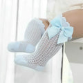 Calcetines hasta la rodilla para bebé de 0 a 36M, calcetines largos hasta la rodilla de malla de algodón con lazo grande para niño pequeño, calcetines largos de princesa para niña 2025