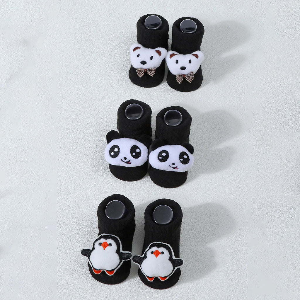 Calcetines bonitos de dibujos animados de oso, León, Panda, calcetines de bebé para niños y niñas, calcetines de tubo sólidos de algodón suave para recién nacidos, calcetines para niños
