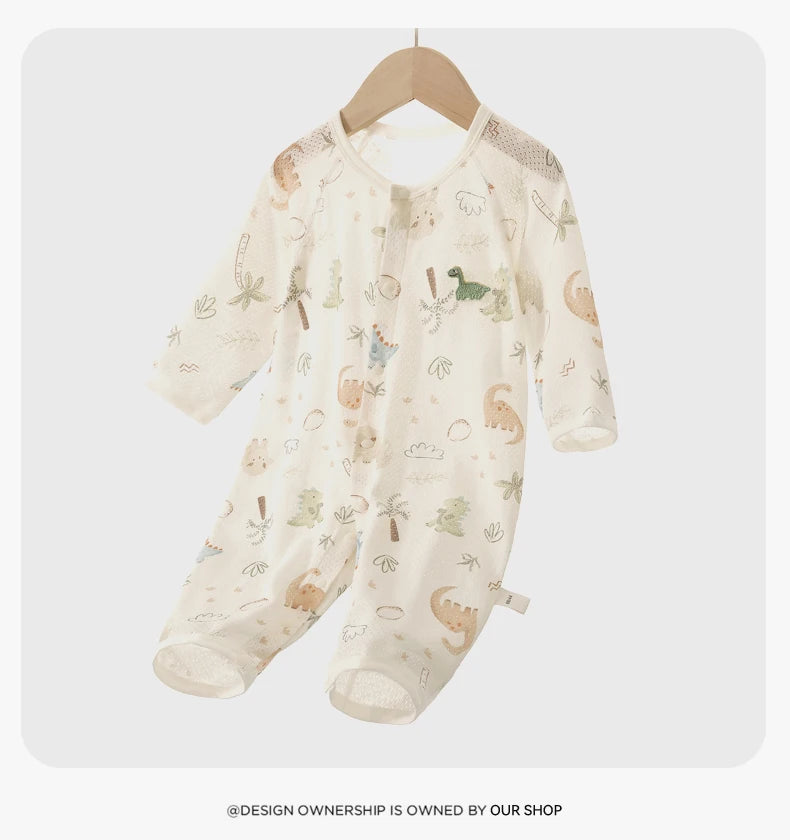 Traje de Verano para Bebés, de Algodón Puro, Manga Larga, Transpirable, Suave y Cómodo, con Aire Acondicionado