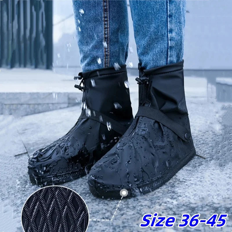 Cubrezapatos Impermeables para Lluvia, Ciclismo, Senderismo, Antideslizantes, de Cuero PU, Reutilizables, para Lluvia, Nieve, Arena Mojada