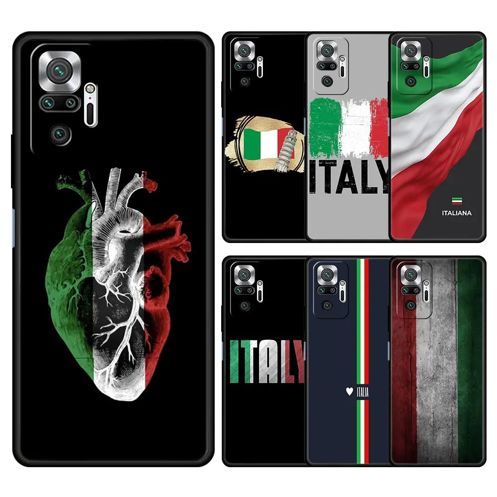 Funda de teléfono con bandera de Italia para Xiaomi Redmi Note 13, 12, 5G, 11, 10 Pro Plus, 4G, 9S, 8, 7, 9T, 13C, 12C, 10C, 9C, 9A, funda de silicona suave
