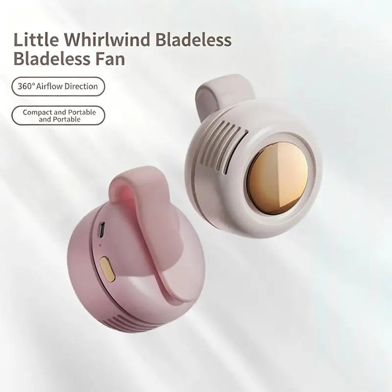 Ventilador pequeño portátil silencioso, miniventilador eléctrico sin aspas, carga USB, ideal para niños y adultos, regalo ideal para viajes al aire libre y oficina