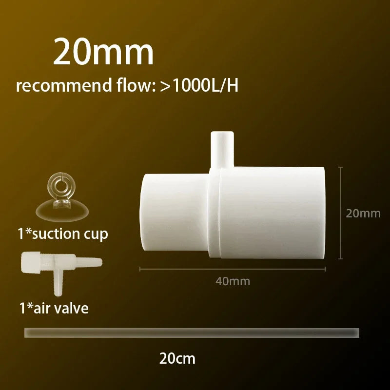 Boquilla de salida de agua acrílica para acuario, adaptador de enriquecimiento de oxígeno, difusor de aire, bomba de agua de aire creciente, accesorios para pecera