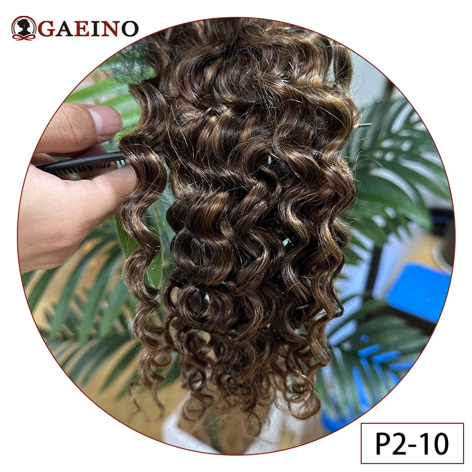 Cinta de onda de agua en extensión de cabello humano, cinta de trama de piel de cabello brasileño en cabello humano rizado, Color negro, marrón y Rubio, 20 piezas por juego